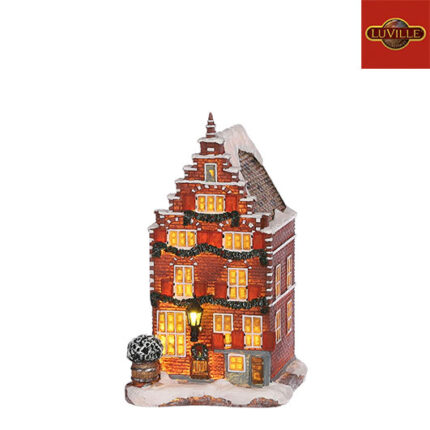 LuVille Kerstdorp Miniatuur Grachtenpand - L11 x B12 x H19 cm